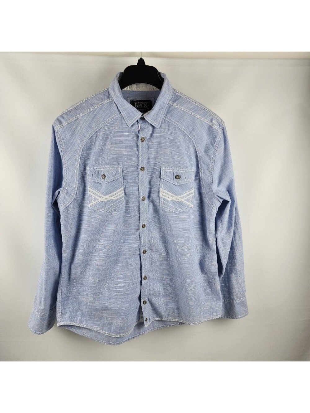 Buckle Black Shirt Mens Large Blue Heathered Relaxed Fit Western Button Up